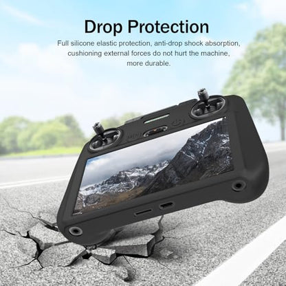 RC 2 Protective Silicone Cover for DJI RC2 Drone Remote Controller, Anti-Glare Screen Shade & Shockproof Case Controller Accessories,Compatible with Mini 5 Pro/Mini 4 Pro/Air 3S/Mavic 4 Pro - color: Black, style: RC2 Remote Controller