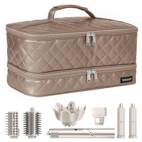 ZRRAJOY Double Layer Storage Case For Shark Flexstyle, Travel Carrying Case For Shark 430/440 Flexstyle, Organizer Bag For Shark Flexstyle/Dyson Airwrap Styler Attachments - color: Bronze