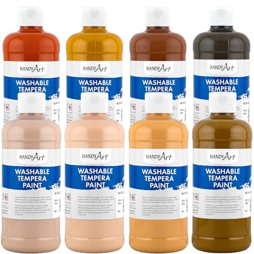 Handy Art Washable Tempera Paint, 16 oz Bottles, 8 Multicultural Colors - style: 16 Fl Oz Multicultural Set of 8