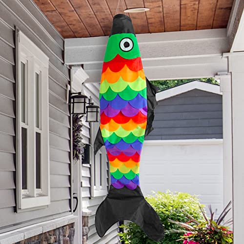 Fish Windsock All-Occasion Rainbow Fish 55" L Black Briarwood Lane - color: Rainbow Fish