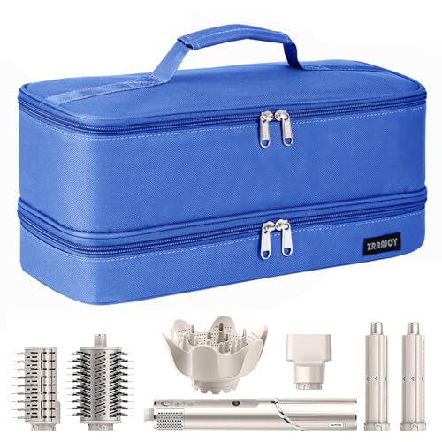 ZRRAJOY Double Layer Storage Case For Shark Flexstyle, Travel Carrying Case For Shark 430/440 Flexstyle, Organizer Bag For Shark Flexstyle/Dyson Airwrap Styler Attachments - color: Blue