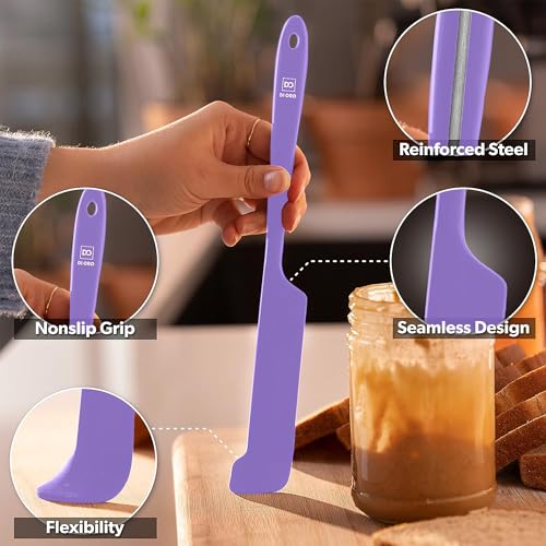 DI ORO Silicone Jar Spatula Set - 600F Heat Resistant, 5-Pc Lavender - color: Lavender