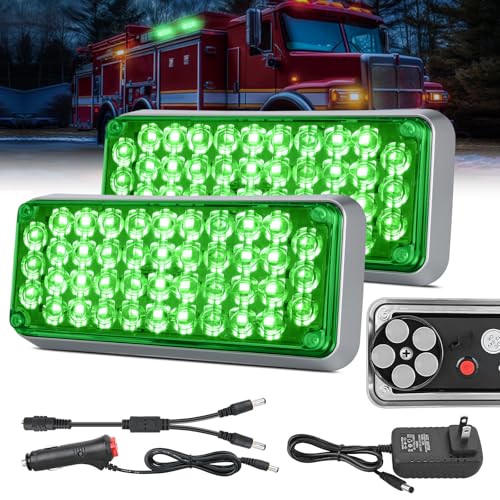 Nilight 2PCS 42LED Green Magnetic Strobe Lights Surface Mount Waterproof - color: 42LED Green