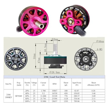 DYS 4PCS SUNFUN 2306 1900KV 6S Brushless Motor for FPV Racing Drone Quadcopter 5inch Freestyle Remote Drone