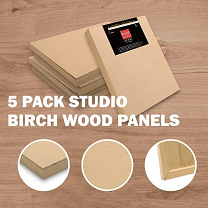 Cupohus 8'' x 10'' 5 Packs Unfinished Wood Canvas Panels for Painting - size: 8" x 10"