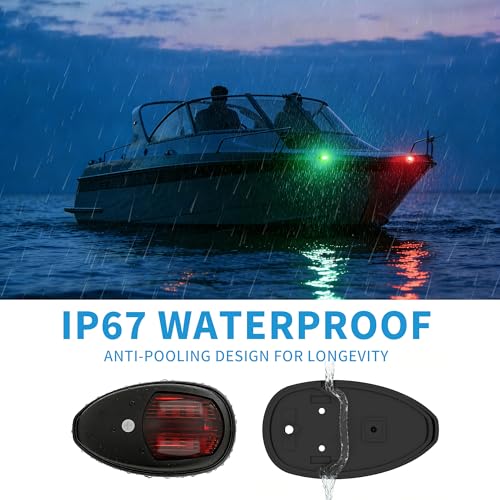 Obcursco LED Boat Navigation Lights, Red and Green Vertical Mount Bow Light - color: Black