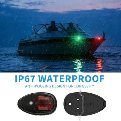 Obcursco LED Boat Navigation Lights, Red and Green Vertical Mount Bow Light - color: Black