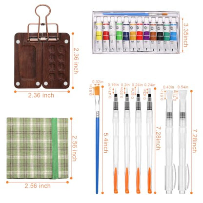 Boyistar Watercolor Paint Set Portable Mini Watercolor Travel Set 12 Colors