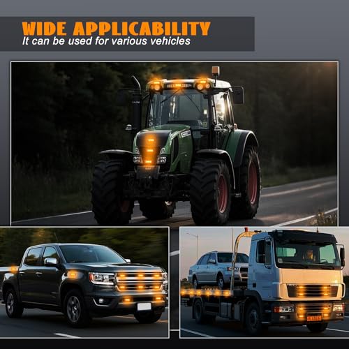 4PCS 3 LED Amber Surface Mount Flashing Strobe Lights for Trucks - color: Yellow, size: 3LED-4PCS