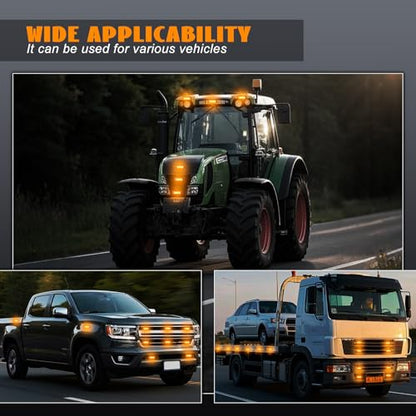 4PCS 3 LED Amber Surface Mount Flashing Strobe Lights for Trucks - color: Yellow, size: 3LED-4PCS