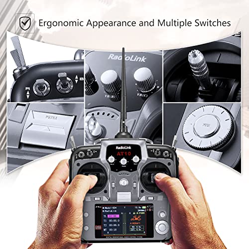 Radiolink AT10II 12CH 2.4G RC Transmitter and Receiver R12DS Grey - color: Grey