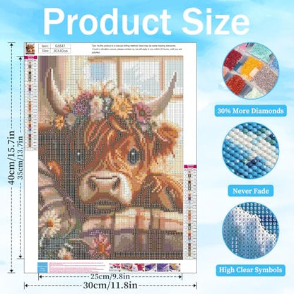 xcemhil Cow Diamond Art Kits for Adults, Cow 5D Diamond Painting Kits - color: 01-Cow, size: 12x16 inch