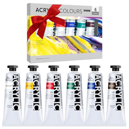 PHOENIX Primay Heavy Body Acrylic Paint, 2 Oz. x 6 Tubes - color: 6 x 2 Fl Oz