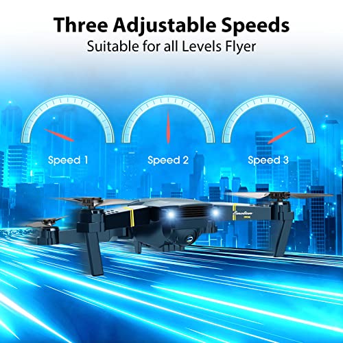 MOCVOO Drones with Camera for Adults Kids, Foldable RC Quadcopter, Helicopter Toys, 1080P FPV Video Drone for Beginners, 2 Batteries, Carrying Case, One Key Start, Altitude Hold,Headless Mode,3D Flips - color: A-Blue