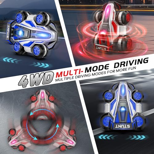High Speed Drift Remote Control Stunt Deformation Car,Kid's Gifts - color: Blue