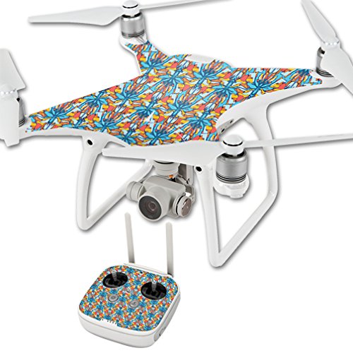 MightySkins Skin Compatible with DJI Phantom 4 Quadcopter Drone wrap Cover Sticker Skins Sunset Flowers