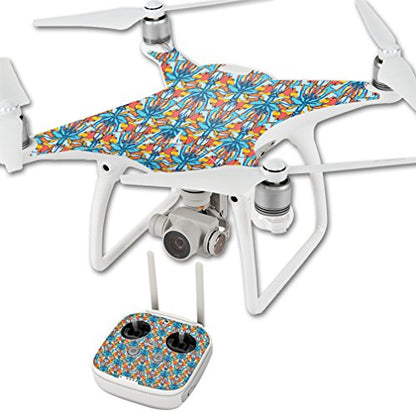 MightySkins Skin Compatible with DJI Phantom 4 Quadcopter Drone wrap Cover Sticker Skins Sunset Flowers