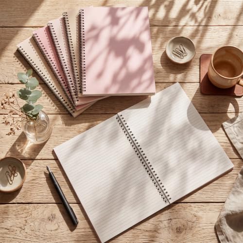 Fuutreo 6 Pack Spiral Notebook 10.5x7.45 Notebook,Soft Color,Pastel - color: Soft Color