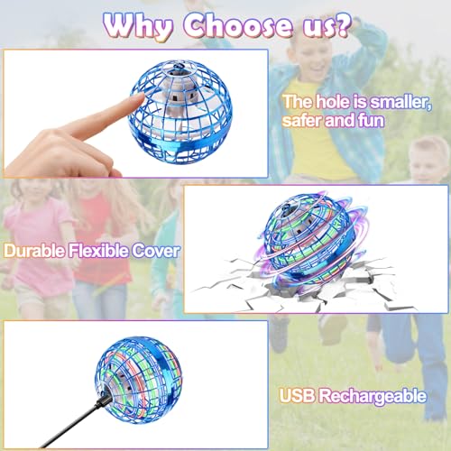 2PCS Flying Orb Ball 2026, Cosmic Fly Ball Boomerang Hover Ball - color: Blue+purple