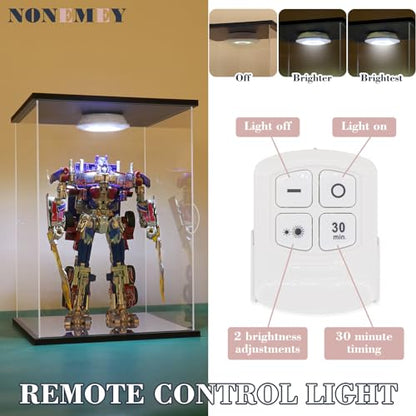 NONEMEY Clear Acrylic Display Case with Remote Control Light for 400% Bearbrick, Dustproof Model Showcase Organizer Box, Display Case for Collectibles Bearbrick (6×4.7×12.6inch,15×12×32cm) - size: 5.9×4.7×12.6 inch, 15×12×32 cm