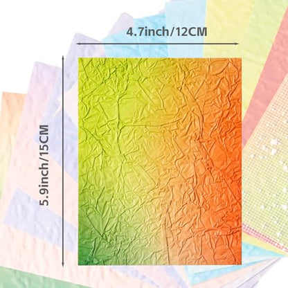 Scrapbook Supplies -180 Sheets Textured Scrapbook Paper & Mesh Fabric Set - color: Multicolor-5.9x4.7 Inch