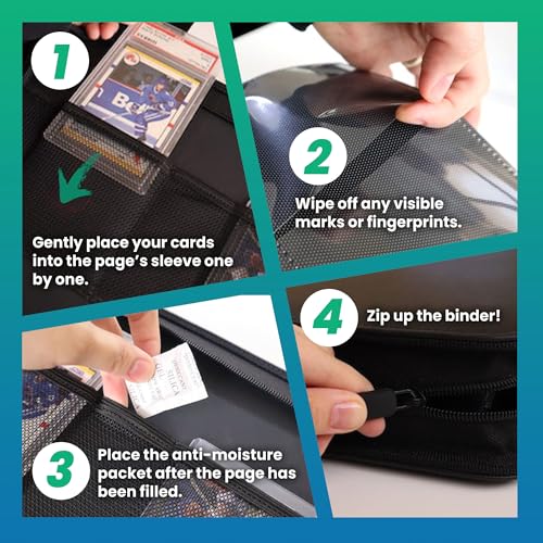 EVORETRO 4 Pocket Top Loader Binder, 96 Slots with 2 PSA Slab Pockets - style: Without Window