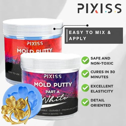 Mold Putty Silicone Mold Making Kit, Super Easy 1:1 Mix Putty, 7/8 Lb (400 Grams), Makes Strong Reusable Silicone