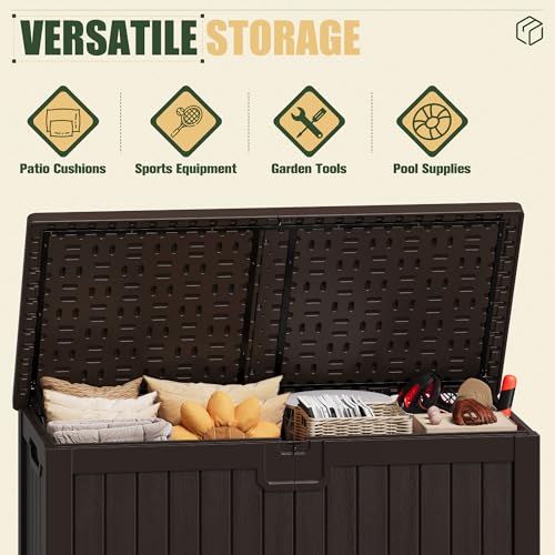JUMMICO HDPE 250 Gallon Deck Box Double-Wall with Divider - color: Brown, size: 250 gallon