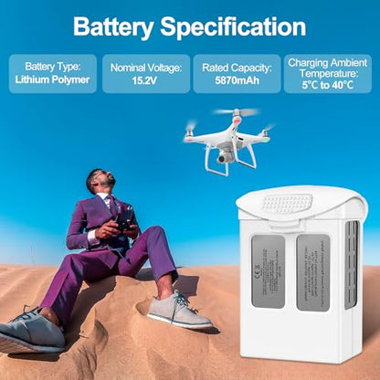 Fantasyo Phantom 4 Battery,5870mAh Intelligent Flight Battery 1 Pack, Compatible with DJI Phantom 4 Pro/Phantom 4 Pro V2.0 / Phantom 4 RTK/Phantom 4 Advanced Series Drone