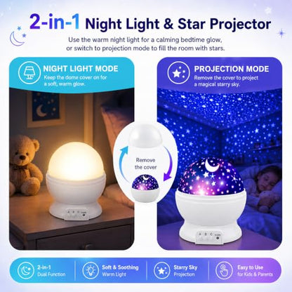 Star Projector Night Light for Kids | Kids Night Light Projector - color: White