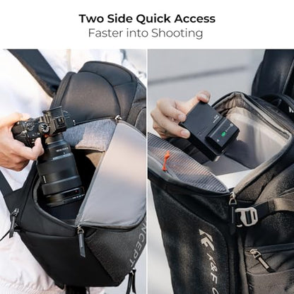 K&F CONCEPT Camera Backpack, 22L Expandable Camera Bag with Rain Cover - color: Black-Grey