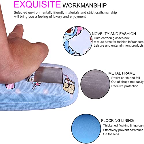 Cute Eyeglass Cases Hard Shell Storage Case Protective Box With Glasses Cloth Adjustable Glasses Strap Ear Grips Hook - color: Set3-2