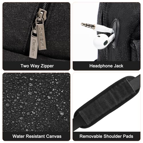 Cwatcun Large Camera Sling Bag, Crossbody Chest Bag with Tripod Holder - color: Black, size: Large