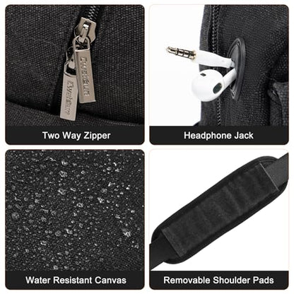 Cwatcun Large Camera Sling Bag, Crossbody Chest Bag with Tripod Holder - color: Black, size: Large