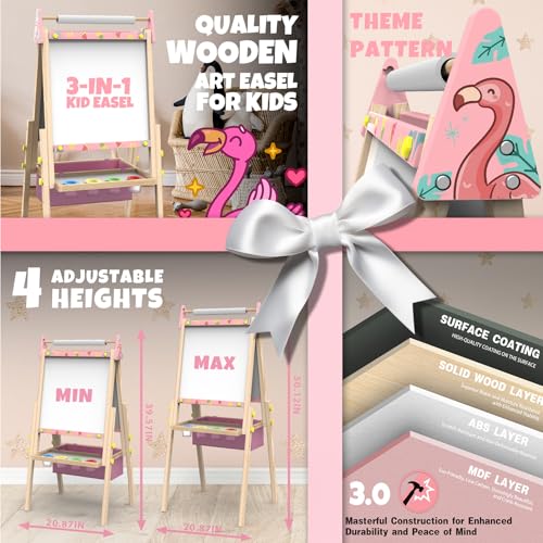 Joyooss Art Easel for Kids Easel for Toddler with Paper roll Pink - color: Pink Easel