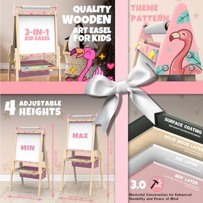 Joyooss Art Easel for Kids Easel for Toddler with Paper roll Pink - color: Pink Easel