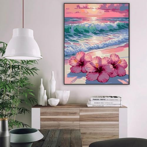 Ekuxom Beach Paint by Numbers Kit for Adults on Canvas for Beginners - color: Beach-1