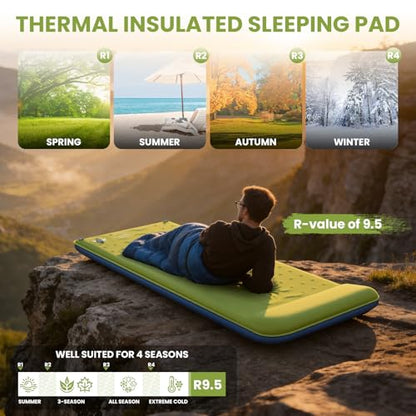 TEKIK Self Inflating Memory Foam Sleeping Pad with Pillow for Camping
