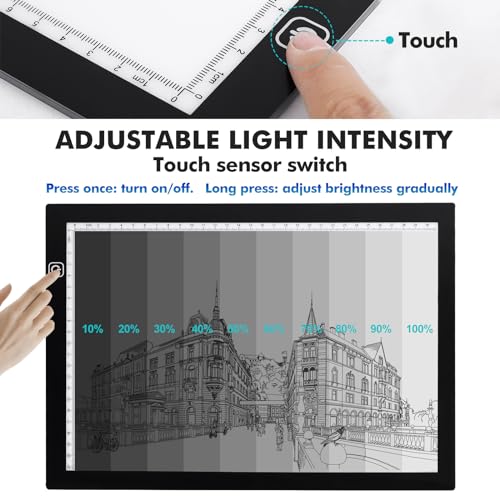 Dorhui A4 Light Pad for Weeding Vinyl, LED Copy Board Light Tracing Box Ultra-Thin Adjustable USB Power for Vinyl Weeding Tools, Silhouettes, Cameos, HTV