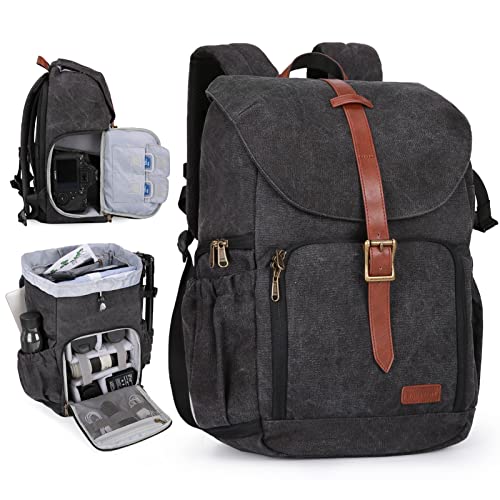 BAGSMART Camera Backpack DSLR Camera Bag Backpacks for Photographers - color: B-black[single Buckle]