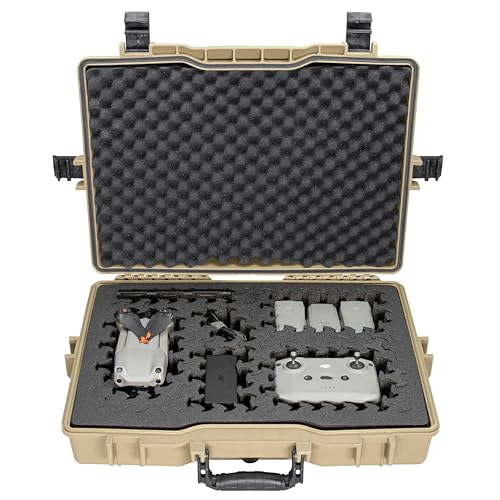 Eylar 22” Hard Laptop Case Equipped with RAGAR Reconfigurable & Reusable XP Crosslinked Foam Insert, Waterproof, Shockproof for Equipment, Drones, and Cameras (1 RAGAR Layer) (Tan) - color: Tan
