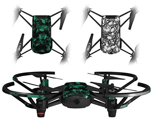 Skin Decal Wrap 2 Pack Compatible with DJI Ryze Tello Skulls Confetti Seafoam Green Drone NOT Included