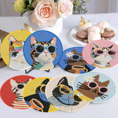 Cat Diamond Art Coasters Kit - Diamond Painting Coasters 4X4IN - color: Cat-2