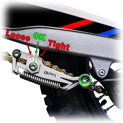 BPA–Racing Motorcycle Chain Slack Adjuster Tool - Innovative Chain Tensioner Tool For Easy, Quick & Precise Chain Slack Adjustment- Chain Alignment Tool (Green) - color: Green