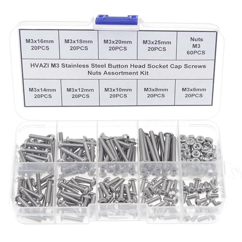 240PCS M3 304 Stainless Steel Button‑Head Socket Cap Screw & Nut Kit - size: M3