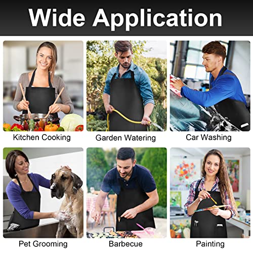Waterproof Rubber Apron Adjustable Dishwasher Apron - Heavy Duty Work Apron - color: Black With 2 Pockets, size: 2 Pack