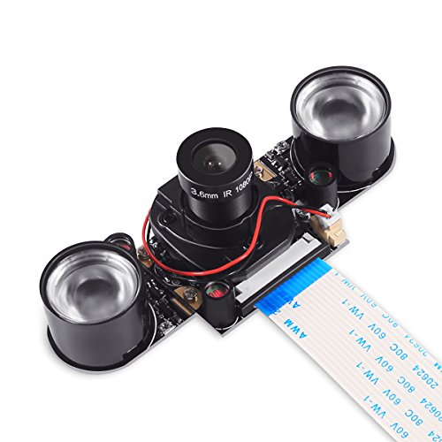 DORHEA Raspberry Pi 4 Camera Module Automatic IR-Cut Sensor Day/Night Vision Video Webcam HD 5MP 1080P OV5647 Adjustable Focus with IR Sensor LED Light for Raspberry Pi 3 B+ 4B 2 Model B/B+ / A/A+ - size: module with led