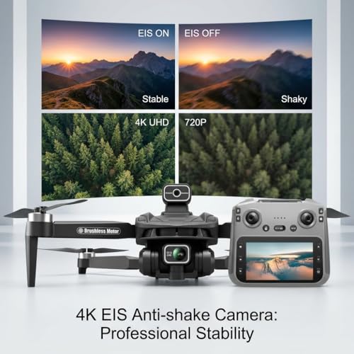 V168 Pro MAX GPS Drones with Camera for Adults 4K, RC Drone with 4.5" HD Screen on Controller, 60 Mins Flight, Long Range Transmission, 360° Obstacle Avoidance, Follow Me, Auto Return, Brushless Motor, QuickShots, Lightweight and Foldable Quadcopter for B