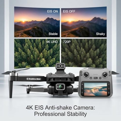 V168 Pro MAX GPS Drones with Camera for Adults 4K, RC Drone with 4.5" HD Screen on Controller, 60 Mins Flight, Long Range Transmission, 360° Obstacle Avoidance, Follow Me, Auto Return, Brushless Motor, QuickShots, Lightweight and Foldable Quadcopter for B