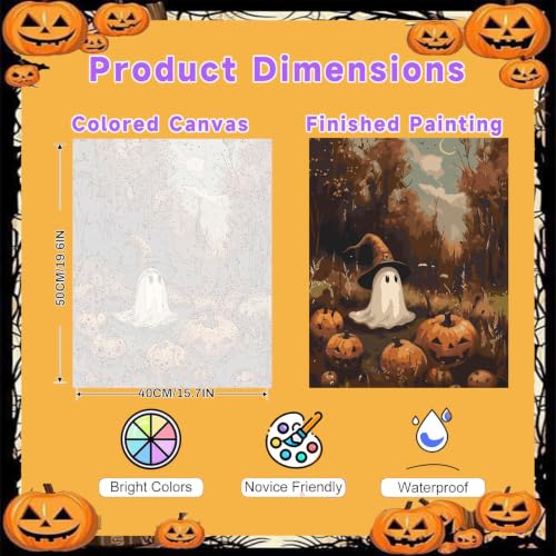 Spooky Paint by Numbers for Adults, Halloween Paint by Number on Canvas - color: MT23079